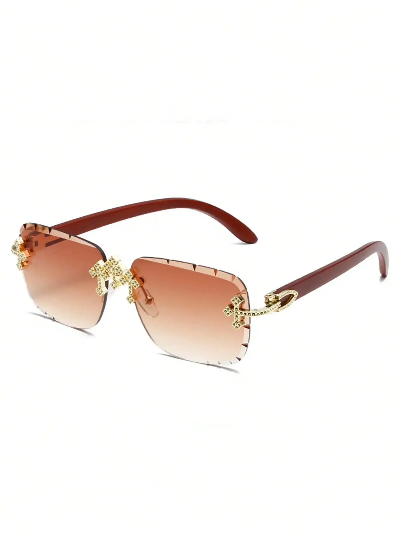 

1pc Frameless Fashion Glasses Square Rhinestone Inlay, High-End Y2K Personalized, Versatile Women's Fashion Glasses, Shiny Acces