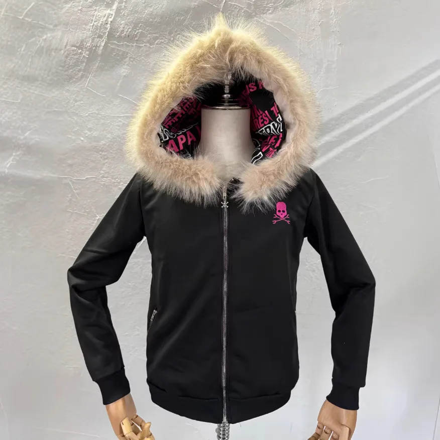 High street retro women hooded winter new item Harajuku multifunctional long sleeved zipper Gothic Y2K long sleeved