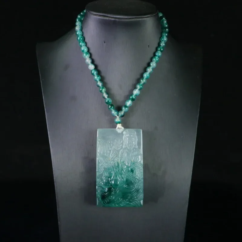 

Natural High Ice Quartzite Jade Guanyin Brand, Pendant Necklace