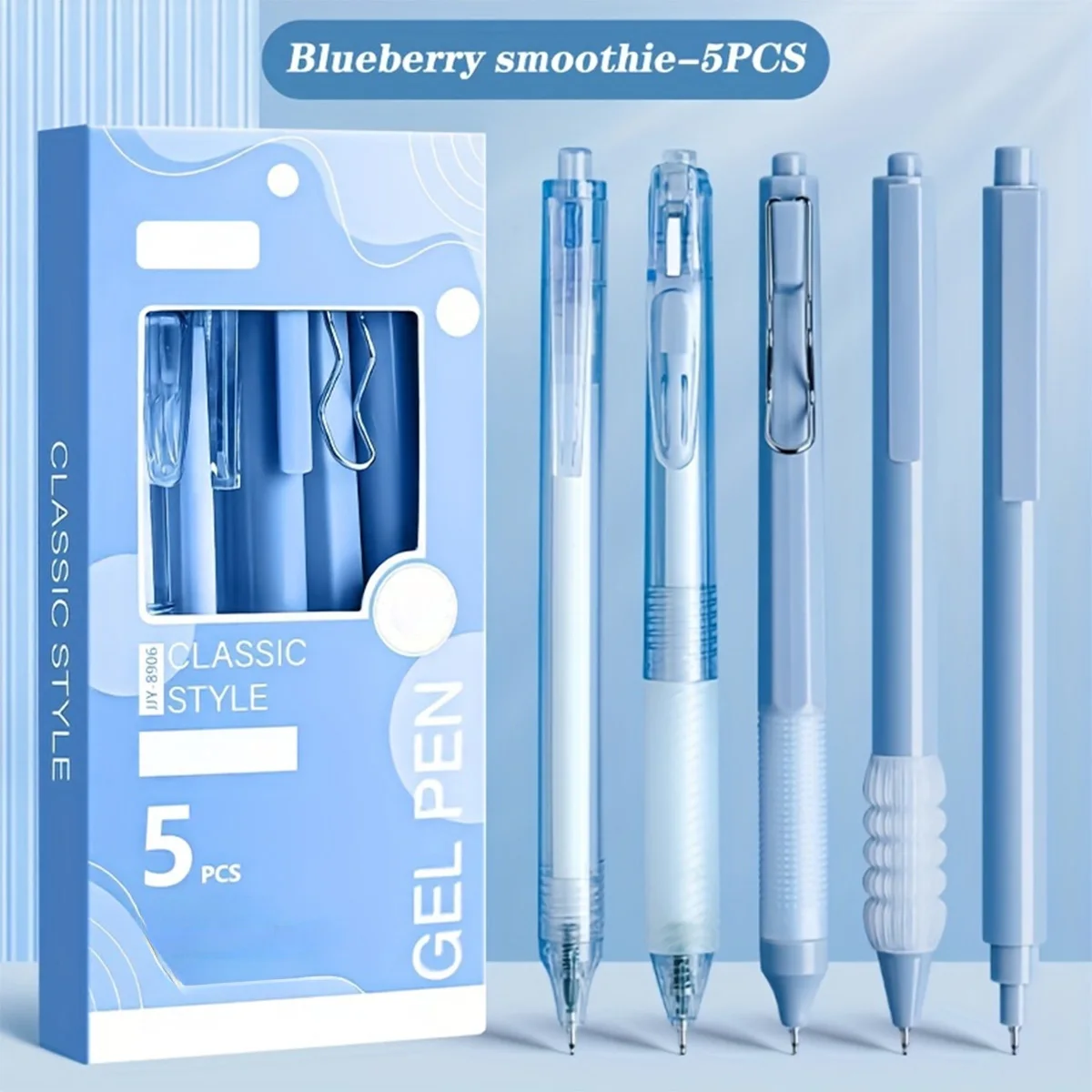 Morandi Neutral Pen Set of 5, Fast-Drying Ink, Medium Nib, Retractable Design, Oval Plastic Body, Ideal for Students and Profess