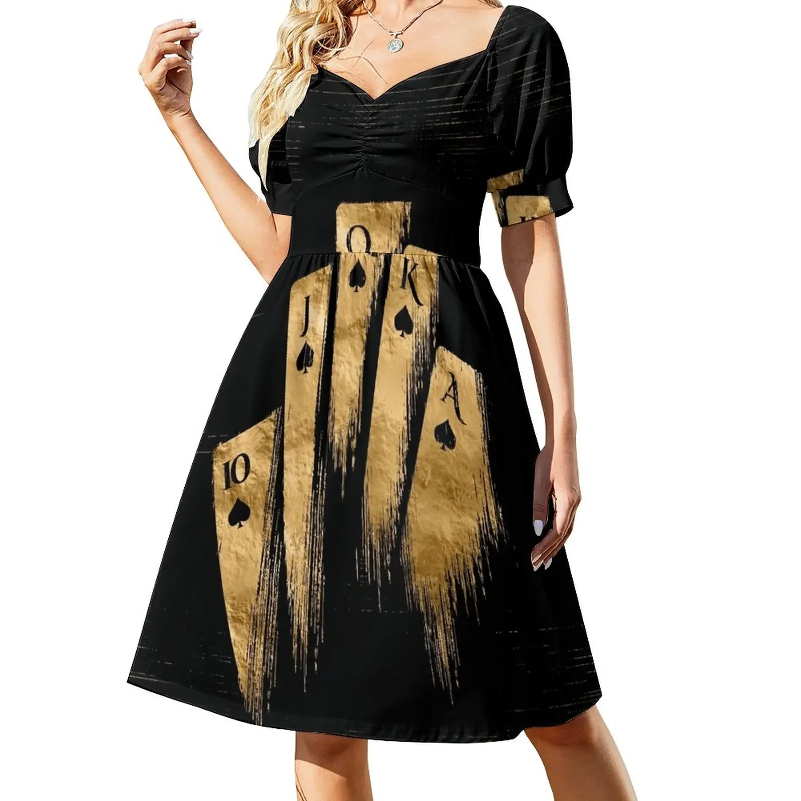 

Royal Flash - Black And Gold Sleeveless Dress luxury woman evening dress cute dress summer