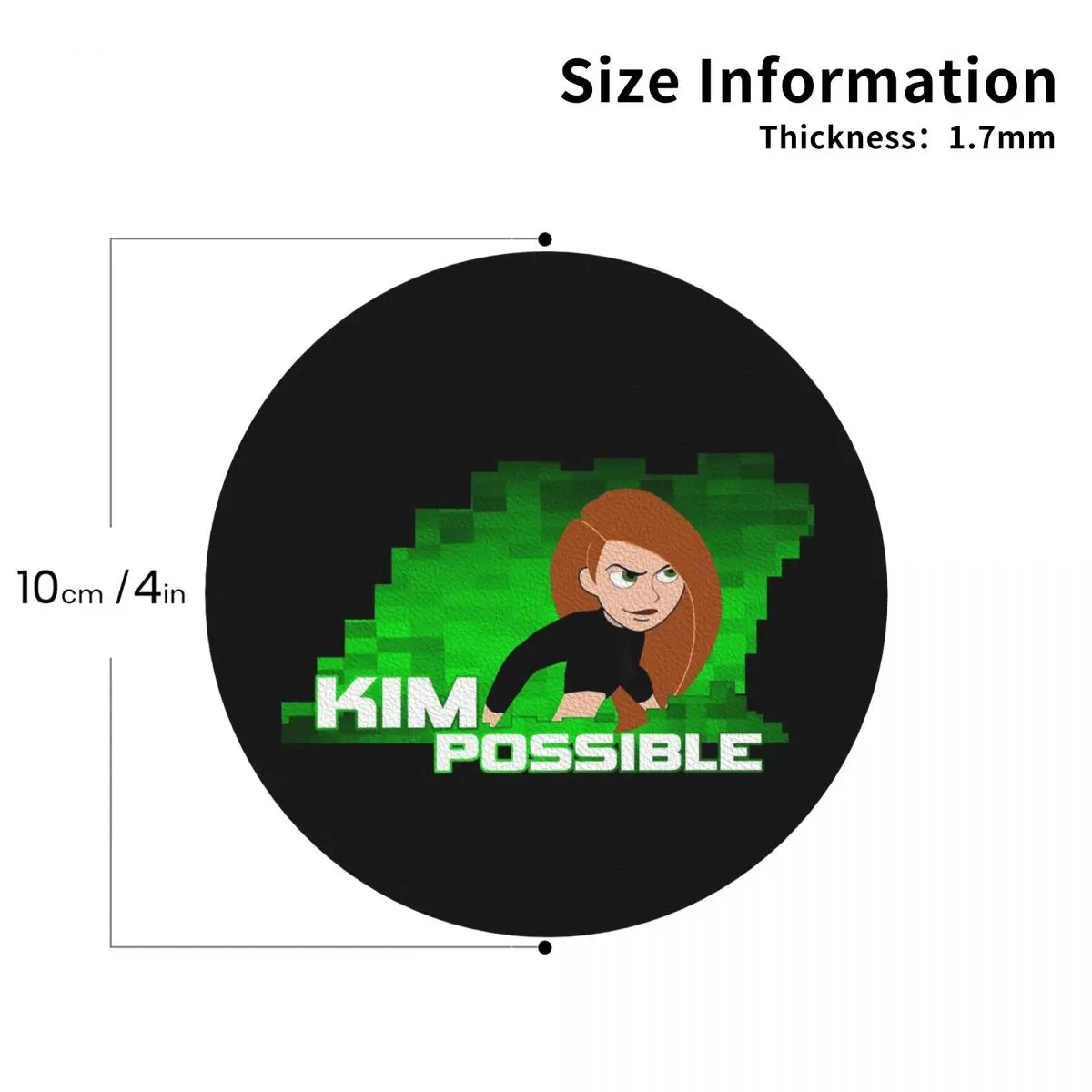 Kim Possible Anime Green Light Coasters PVC Leather Placemats Non-slip Coffee Mats for Decor Kitchen Dining Pads Set of 6
