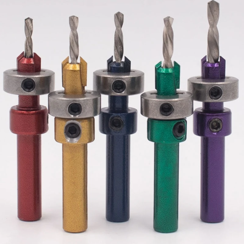 5 ชิ้น Countersink เจาะ Bit สำหรับไม้ Quick เปลี่ยน Chamfered ปรับ เจาะ