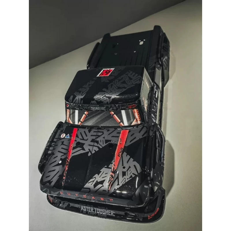 ARRMA 1/8 Outcast 6S BLX EXB RC Car Body Shell , Pre-Painted Black with EXB Tail Sticker Replacement Body for RC Stunt Truck