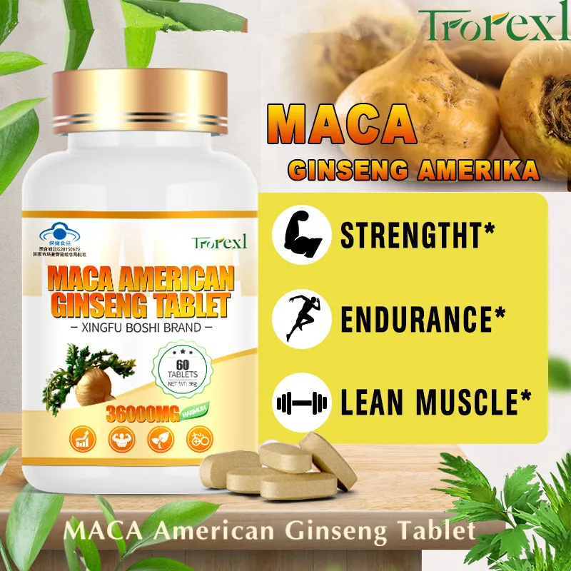 Maca Root with Ginseng - 60 Vegan Tablets For Men & Women