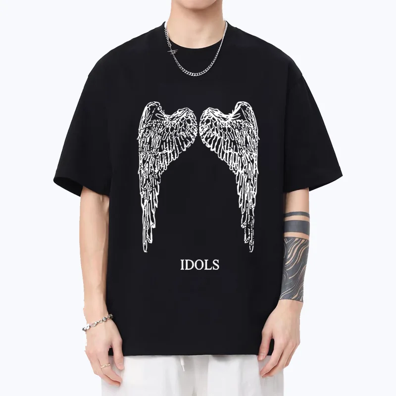 

Yungblud IDOLS Wings Album Tour print T shirt Men Women High Quality Hip Hop short sleeve plus size tops vintage Cotton t-shirts