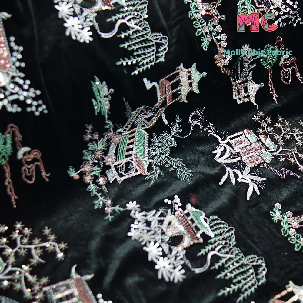 

Новая высококачественная вышивка в китайском стиле, бархатная четырехсторонняя эластичная вышивка, детская одежда, новая китайская ткань Ципао