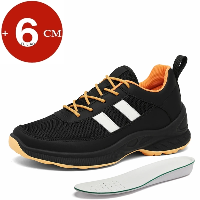 

Мужская обувь-лифт, увеличивающая рост 6 см, спортивная повседневная обувь из натуральной кожи и сетчатой ткани, дышащие удобные кроссовки с подъемом