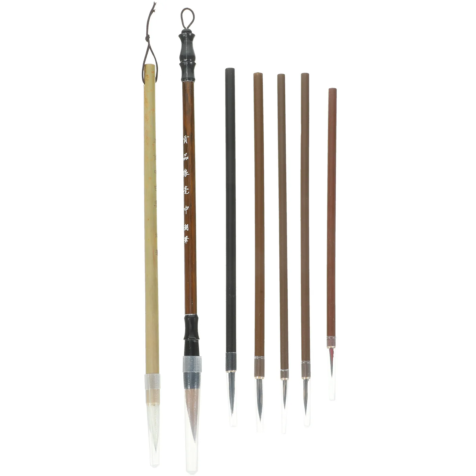 7Pcs Traditional Calligraphy Brush Set Chinese Ink Brush for Beginners Strong Hair Retention Fast Absorption Smooth Stroke