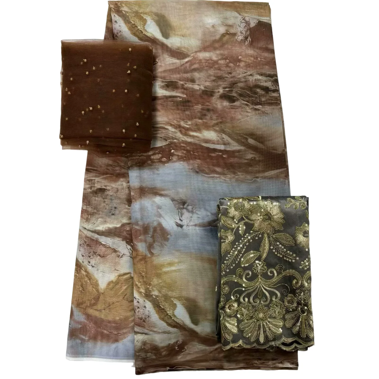 Beautiful 2+5+2 Yards African Lace High Quality Printing Cotton Swiss Voile Lace Fabric Match George Fabric And Bead Scarf Set