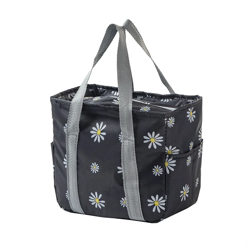 マルチカラースクエアランチバッグ防水防汚大容量断熱バッグかわいいとポータブル学生弁当バッグ