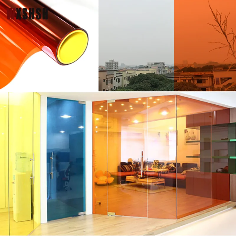 Window stickers UV-Prevention self-adhesive film PET For Home Office Market Store Kindergarten Orange Color