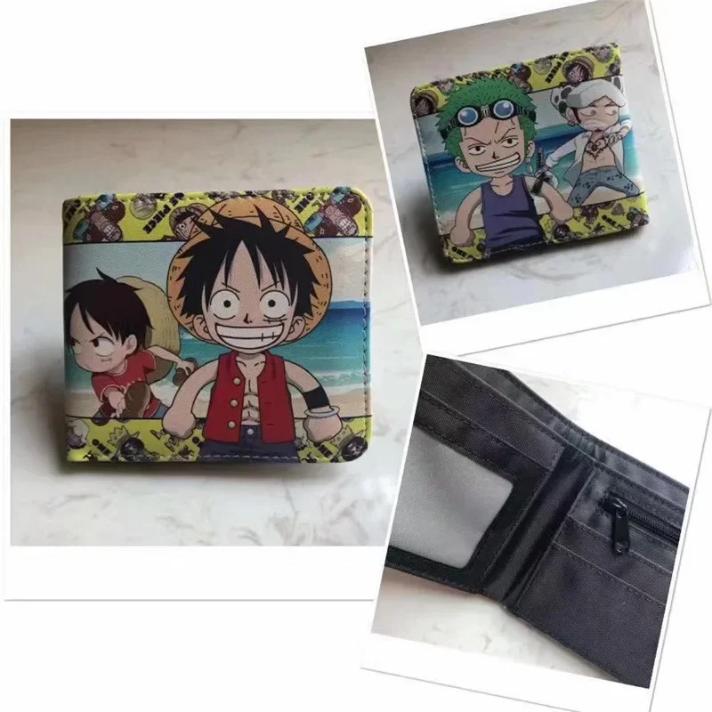 Bandai One Piece Anime Figures Foldable PU Wallet Card Clip Bag Children Cartoons Cosplay Leather Coin Purse Birthday Gifts view 5