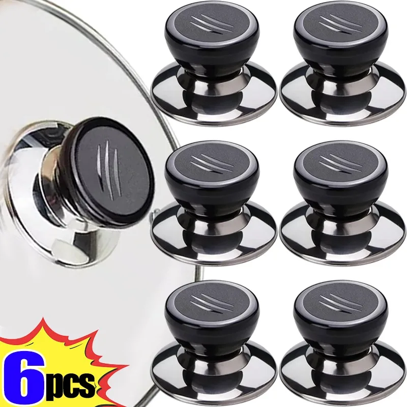 6/1pcs Kitchen Pot Lid Knobs Replacement Lid Hand Grip Handles Universal Pan Lid Holding Tops Resistant Tools with Screwdriver