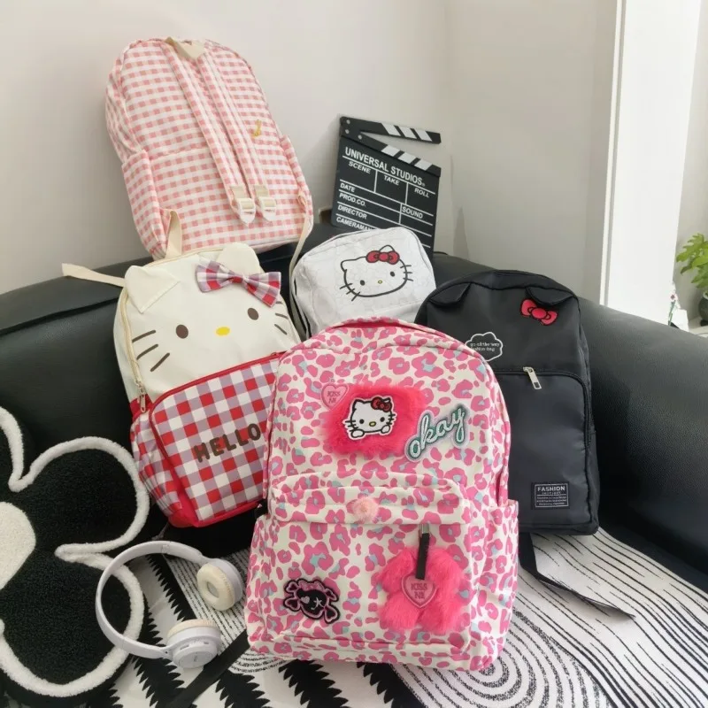 الحلو مرحبا كيتي Kawaii سانريو أنيمي الأطفال المدرسية لطيف الكرتون Kt القط على ظهره حقيبة الطالب هدايا عادية لعب للأطفال #1