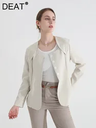 DEAT Fashion Women's Blazer Fake 2 Pcs Square Collar Shoulder Pad Single Breasted Slim Suit Jackets Summer 2024 New Tide 3WQ6881