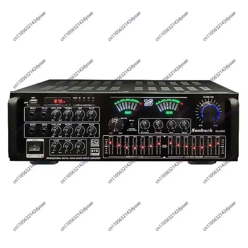 

Усилитель высокой мощности KA-8900 для дома с Bluetooth, двумя беспроводными микрофонами и коаксиальным входом