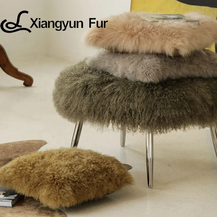 Fluffy Soft Custom Real Fur Decorative Grey Fur Throw Pillow Case Sofa Cashmere Fur Cushion