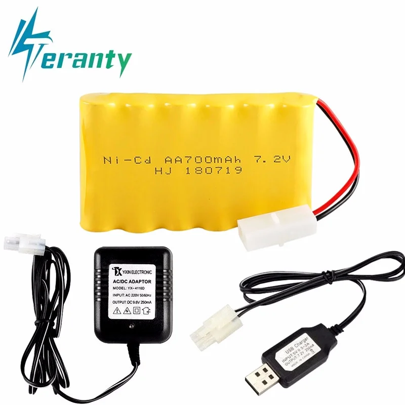 7.2v 700mAh Battery + 7.2V Charger For RC Cars Robots Tanks Guns Boats 7.2v NiCD Battery Aa 700ma 7.2v Rechargeable Battery Pack