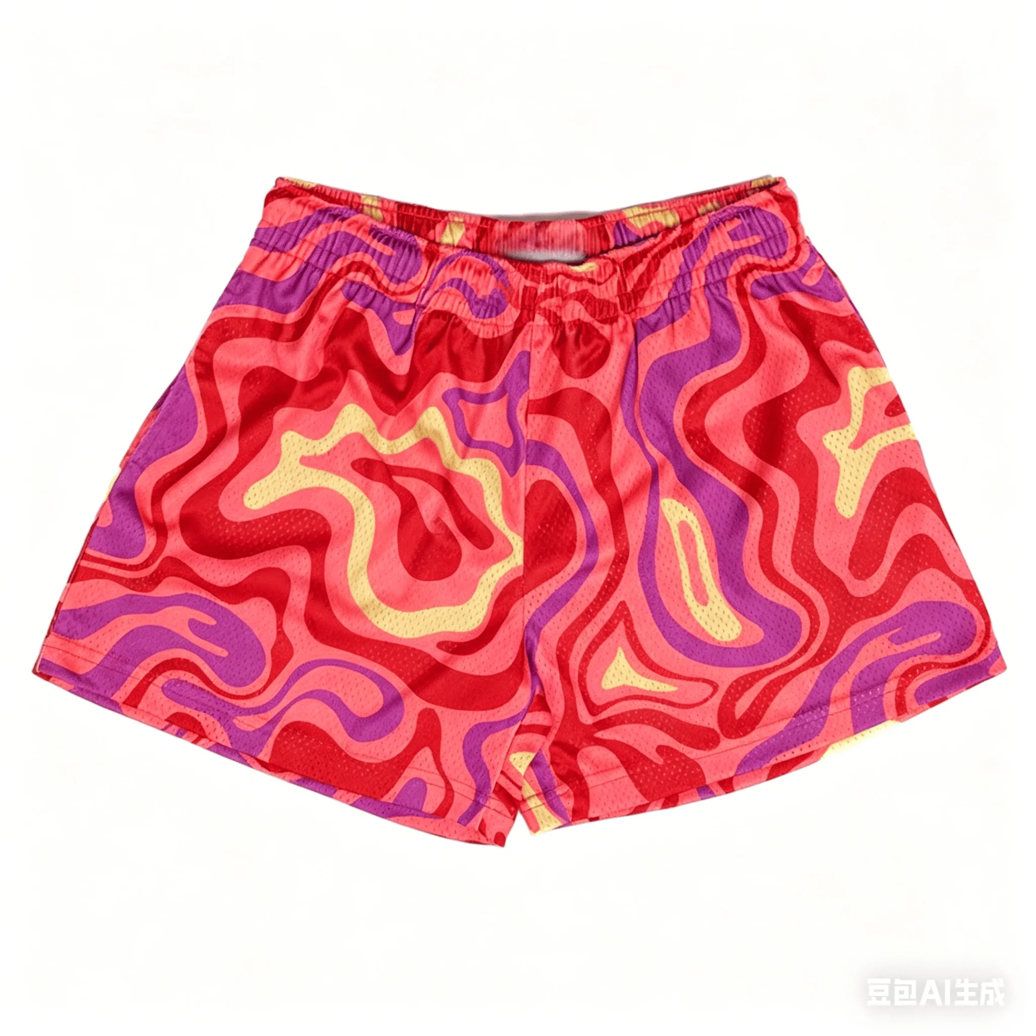 Niche Artistic Contour Line Terrain 3D Printed Shorts for Adults and Children; Dopamine-Enhancing Color-Blocked Sportswear Pants