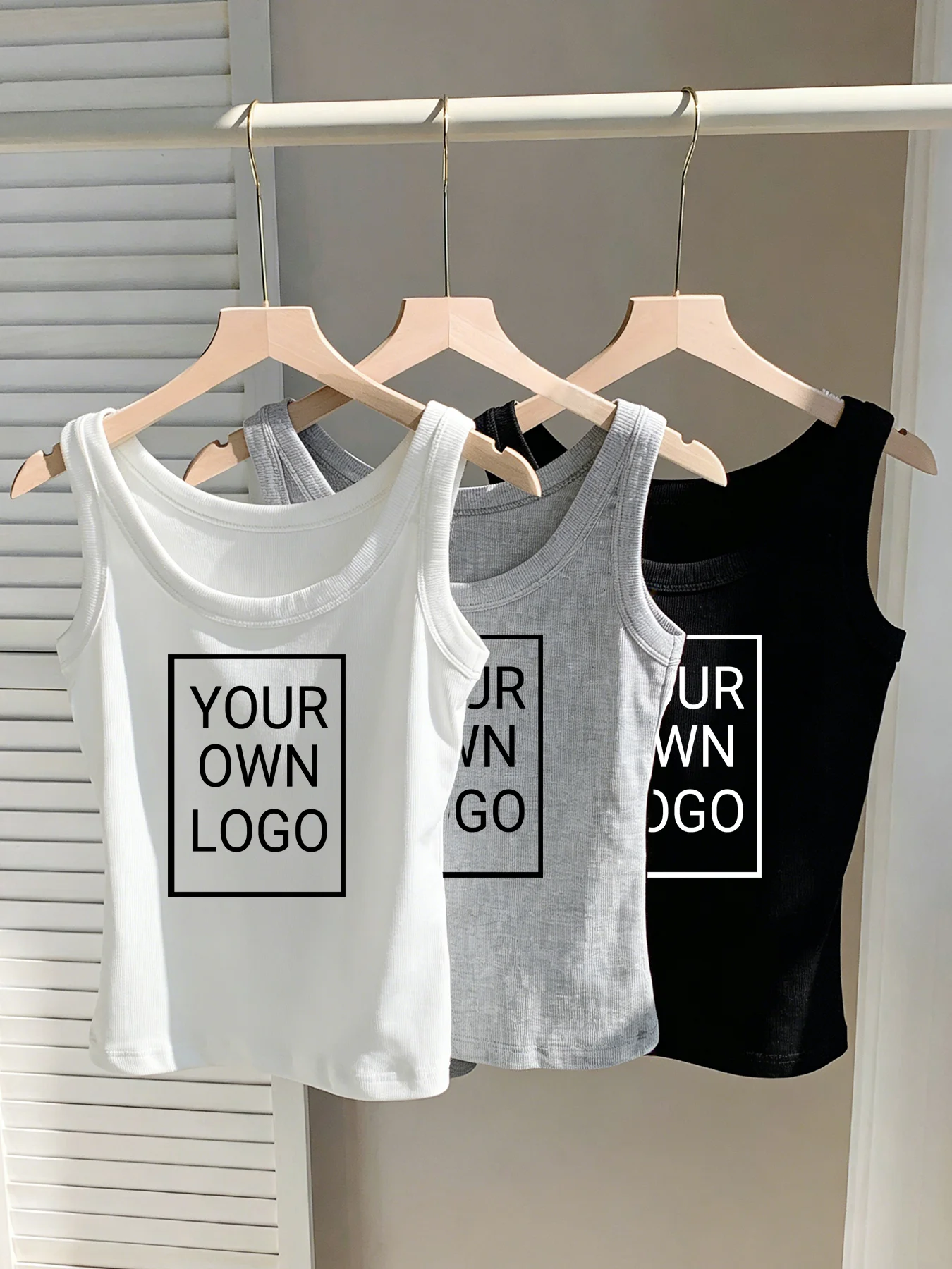 Custom Logo Personalized DIY Women Korean Vest Casual Cotton Tank Tops Fitness elasticity Singlet Summer Comfortable Camisole