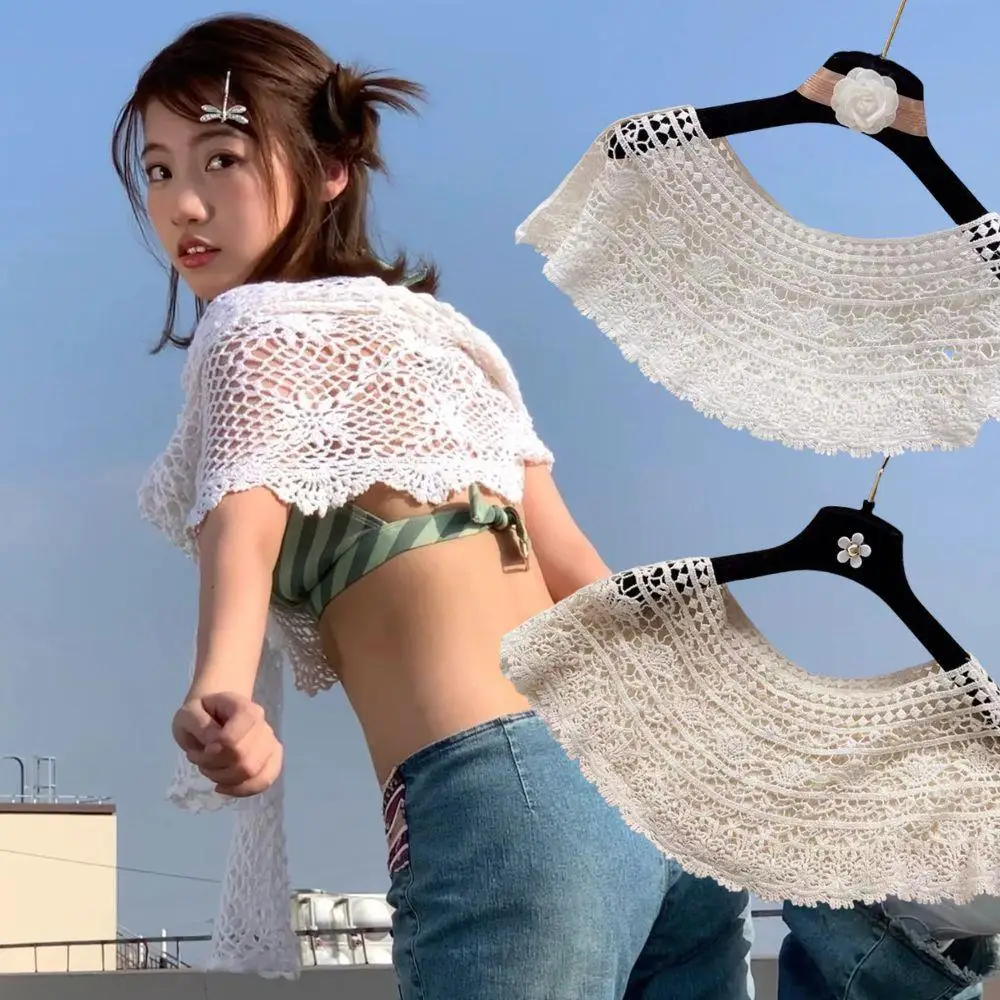 

Женские шали с кисточками, шарфы, вязаная крючком кружевная накидка, вечернее платье, кружевная шаль, свадебная куртка, прозрачная накидка с искусственным воротником