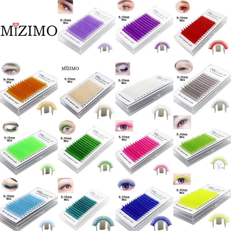 Manual Flowering Color Single Graft False Eyelashes Mixed Length Natural Softness and Extension 0.07/0.1mm C/D 8-15mm Makeup