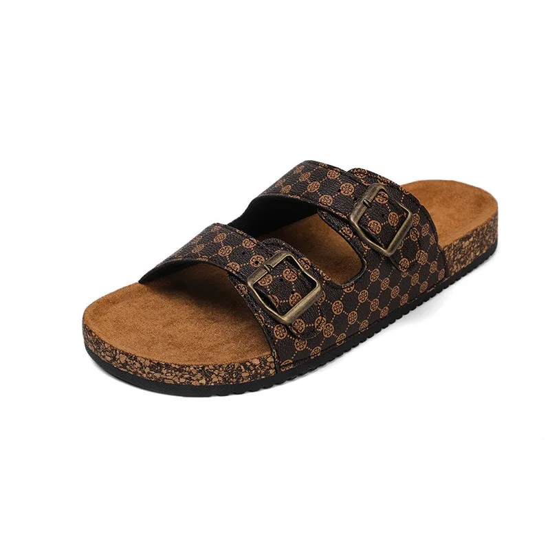 36-46 cork slides woman fashion shoes for man luxury beach slippers for man pantoffels heren