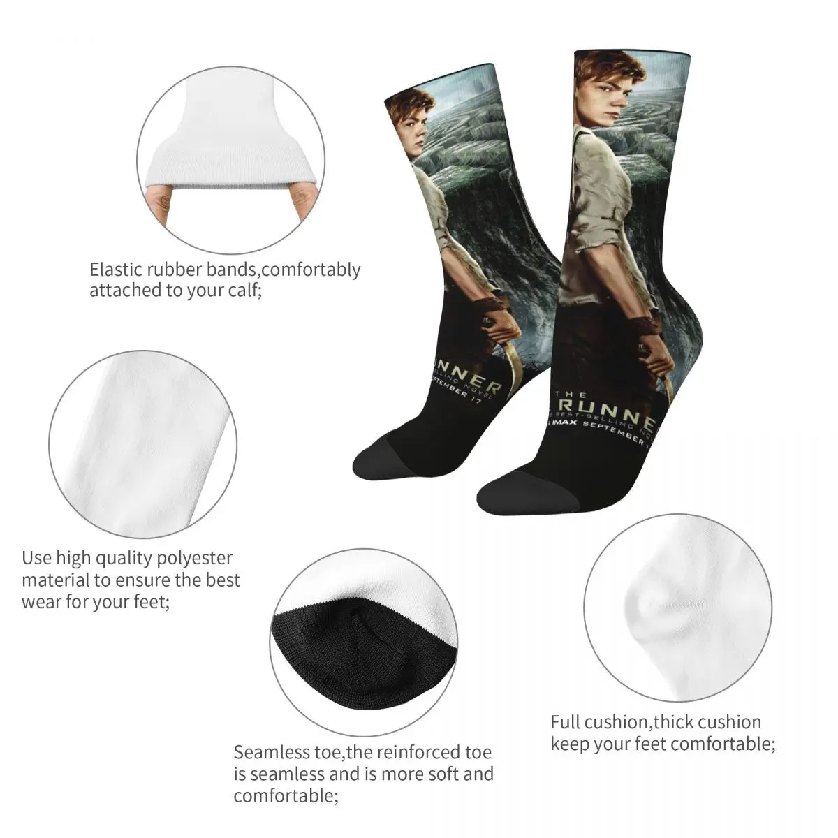 المتاهة عداء الأمريكية الخيال العلمي فيلم جوارب الجرافيك الجوارب الخريف عدم الانزلاق الجوارب للجنسين الرجال تشغيل الجوارب الناعمة الدافئة