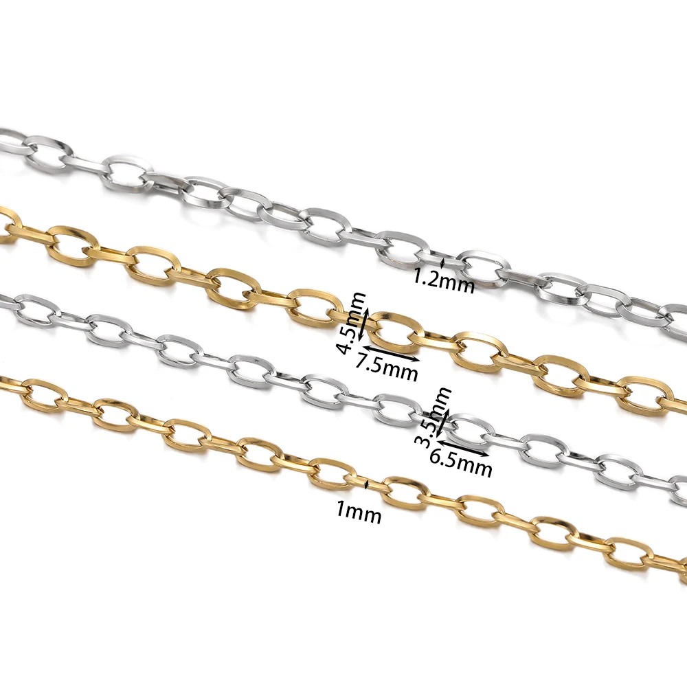 1M/Pack 6.5/7.5mm Stainless Steel Big Hole Gold Steel Handmade Chains for DIY Necklace Bracelet Jewelry Making Accessories image 3