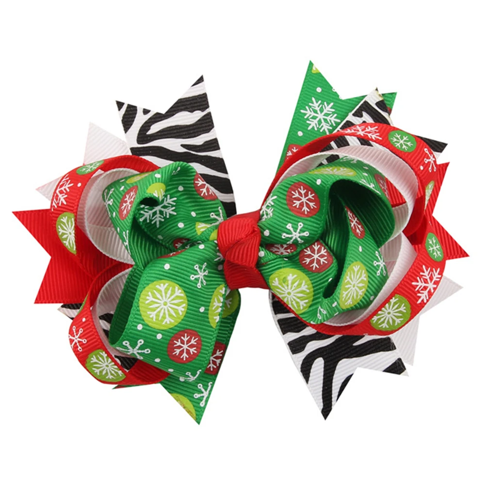

2Pcs Christmas Hair Clips Bowknot Grosgrain Ribbon Children's Holiday Hair Accessories Classic Colors Holiday Gift