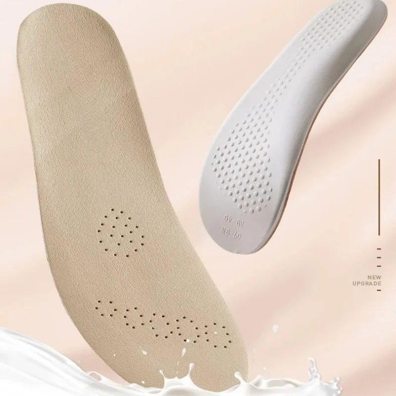 1 Pair Latex Sports Insole Arch Support Shoe Pads Shock Absorbing Plantar Fasciitis Casual Soft PU Leather Insoles
