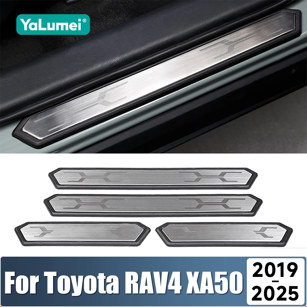 عتبة باب السيارة غطاء ألواح بالية ترحيب دواسة عتبة شرائط لتويوتا RAV4 XA50 2019 2020 2021 2022 2023 2024 2025 الهجين #1