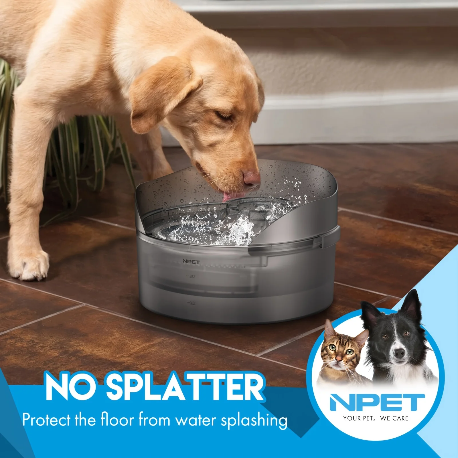 

NPET Automatic Dog Water Fountain with Large Capacity Bowl Dispenser - 1.3 Gallon/170oz/5L Suitable for Dogs, Multiple Pets, Spl