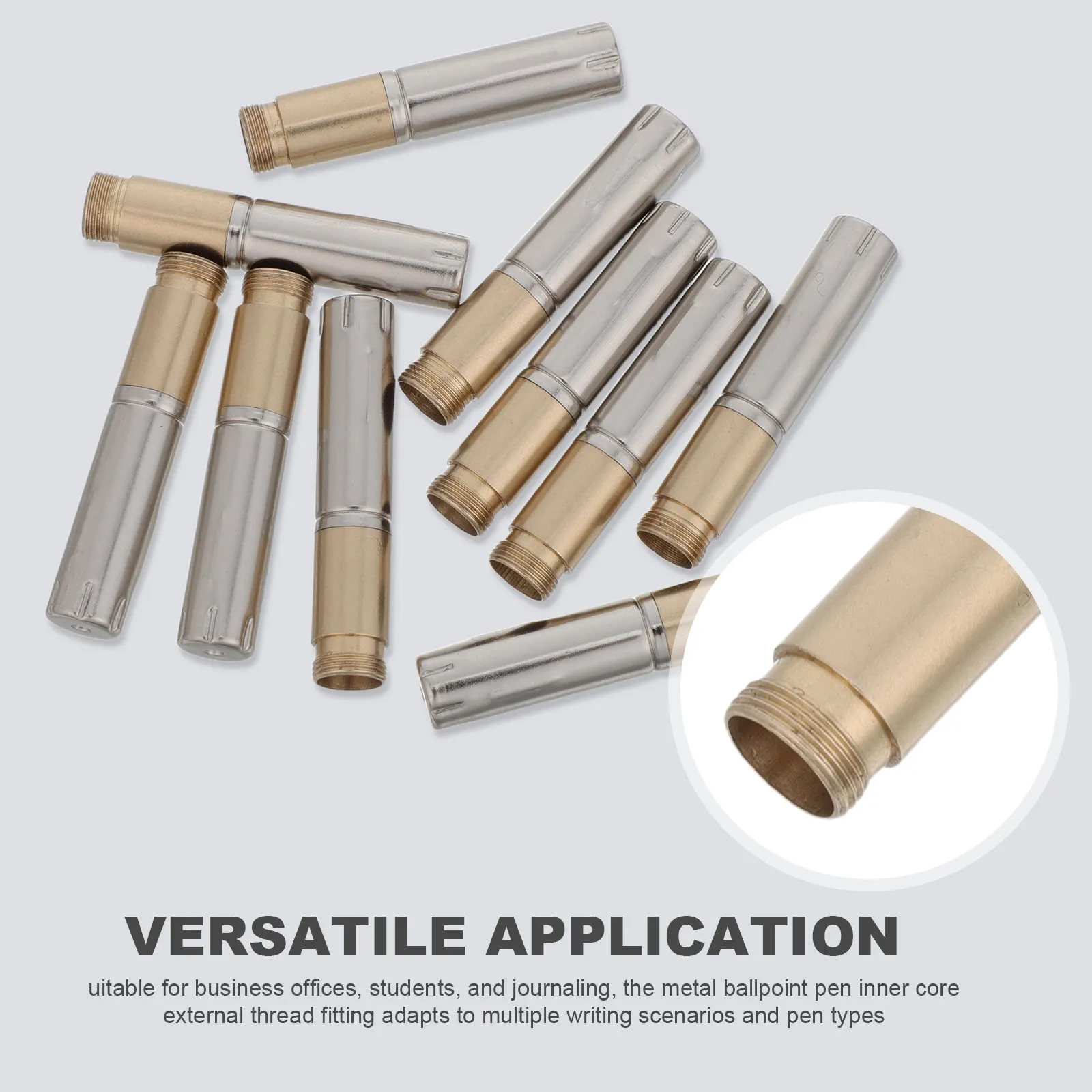10Pcs Heavy-Duty Metal Ballpoint Pen Core External Thread 7.3mm Replacement Part for Smooth Stable Writing Versatile Refill