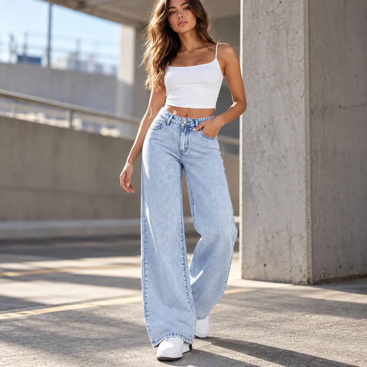 High Waist Loose Fit Jeans Japanese Korean Casual with Ripped Detail Slight Stretch Regular Thickness Full Length Women Jeans