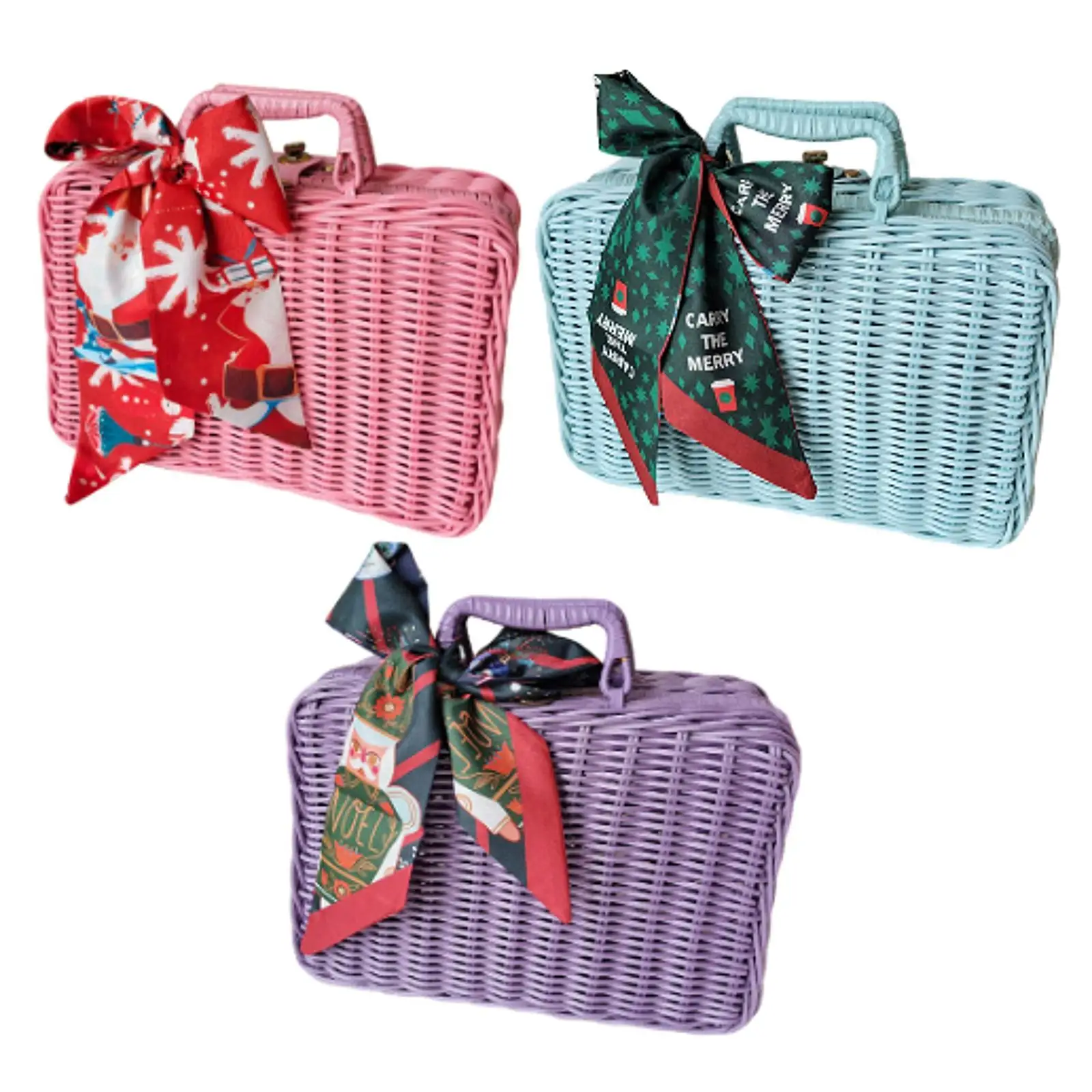 Hand Woven Rattan Basket Farmhouse Snacks Basket for Table Restaurant Office