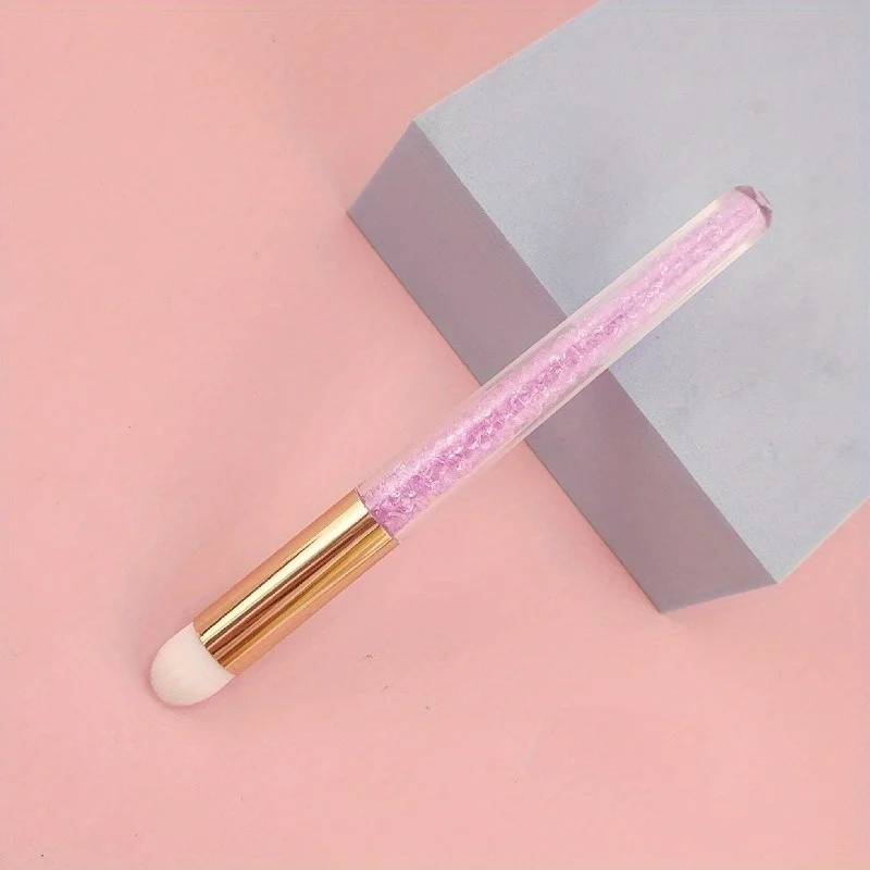 6pcs Transparent Diamond Glitter Makeup Brush Multi-color Long Stem Mousse Cleaning Brush Soft Fiber Bristle Lipstick Brush