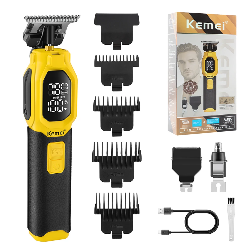 

Kemei New Bumblebee Magnetic Motor Professional Hair Clipper for Men with Base Charger Hair Trimmer Hair Cutting Machine