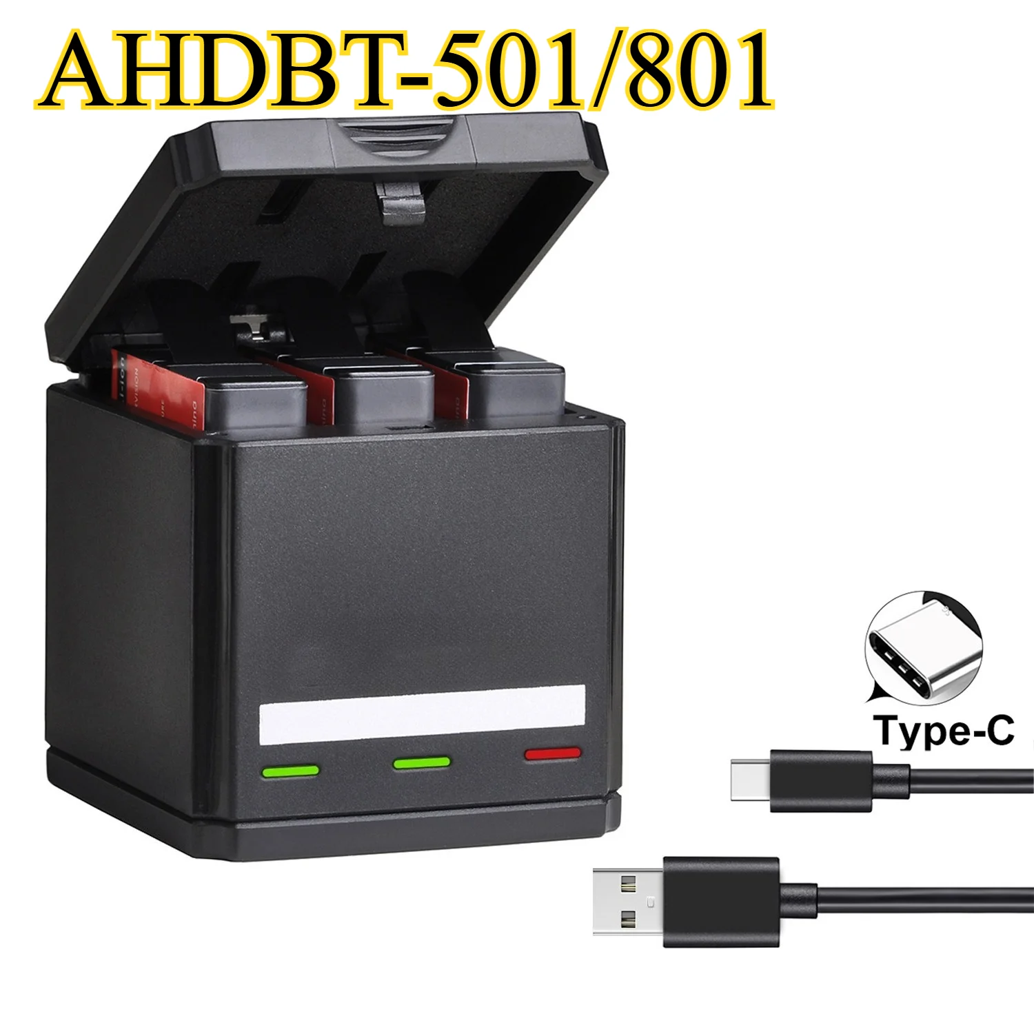 

AHDBT-501/801 Smart Charger for GoPro Hero5/6/7/83-Slot Fast Charging with Overheat Protection