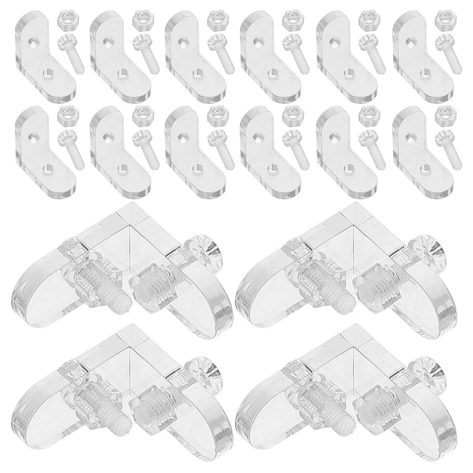 20 Pcs Brackets for Shelves Acrylic Box Angle Corner Braces Clear Shelf Code Small Transparent