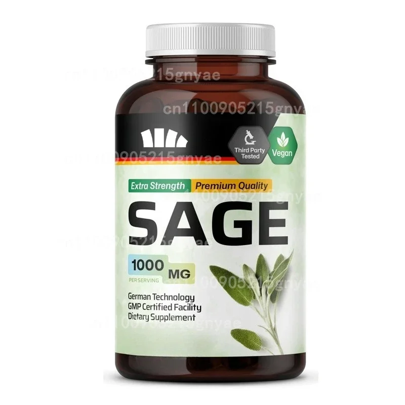 

Organic Sage Capsules Salvia Officinalis Supplement Supports Brain Function Immunity Digestive Health Vegetarian Non-GMO