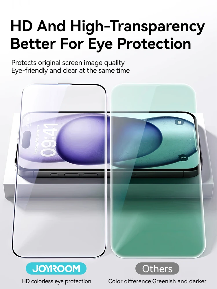 Joyroom 1/2/3pcs HD Anti-Blauw Licht Glas voor iPhone 17 Pro Max Screen Protector Volledig scherm Oogbescherming Gehard Glas