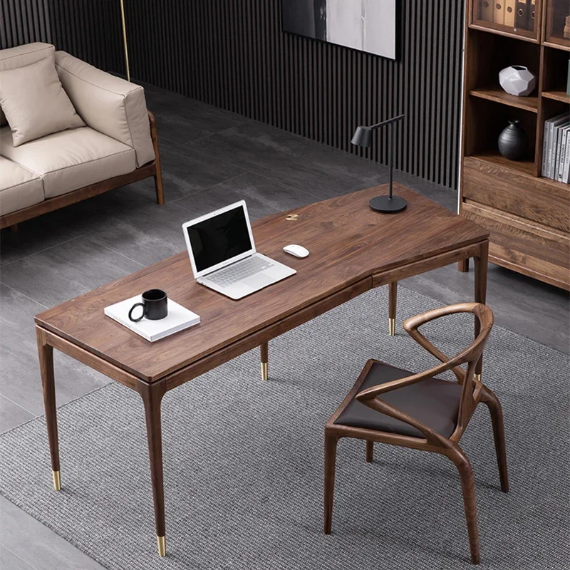 Nordic black walnut simple writing desk corner de sk household solid w ood corner cherry oak computer des k