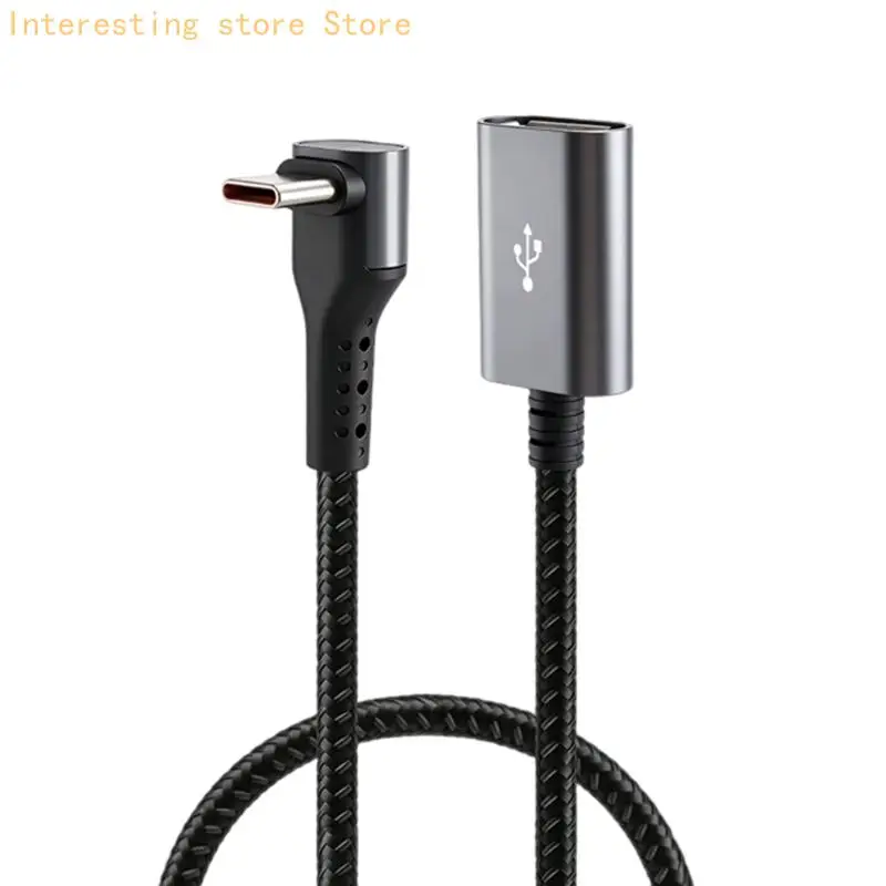 USB Type C Male to USB-A Female Cable, Angled Type C End, Short Cable Body, 480 Mbps Access for Storage Devices 55KC