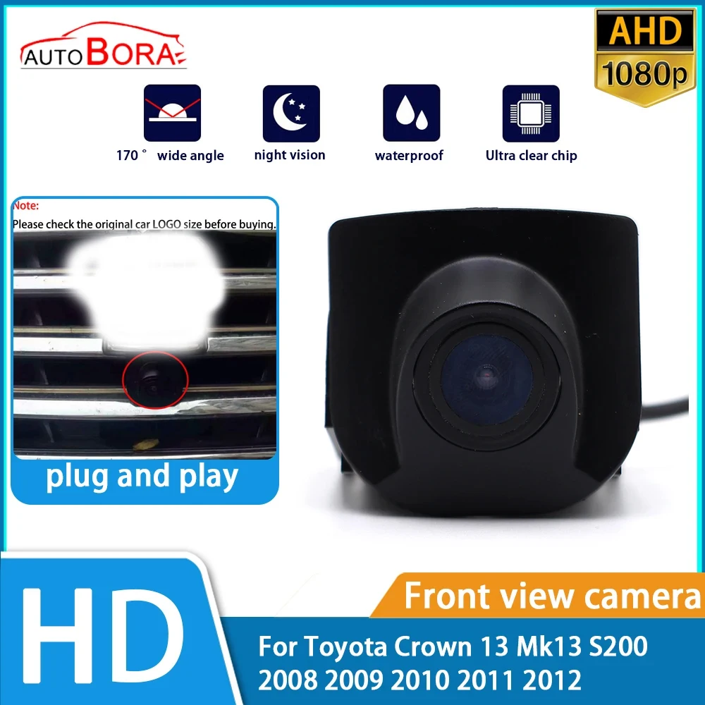 ZhuCamX HD 480p Ultra Clear Night Vision LOGO Parking Front View Camera For Toyota Crown 13 Mk13 S200 2008 2009 2010 2011 2012