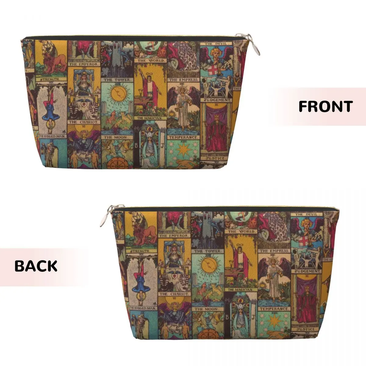 Custom The Major Arcana Of Tarot Vintage Patchwork Travel Cosmetic Bag Women Occult Witch Spiritual Lady Beauty Storage Dopp Kit