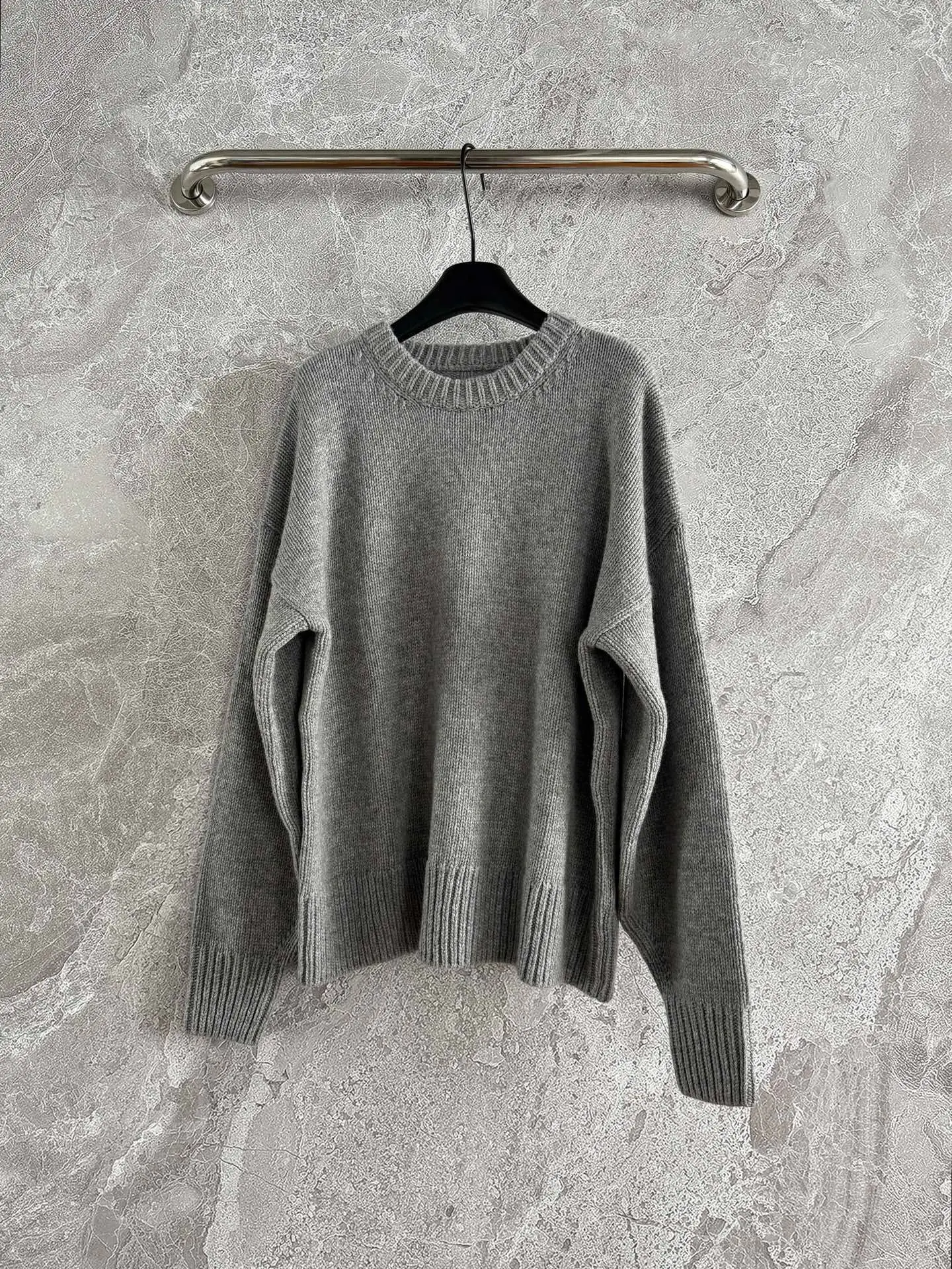 

Женский шерстяной кашемировый вязаный пуловер с круглым вырезом и длинными рукавами, свободный женский свитер