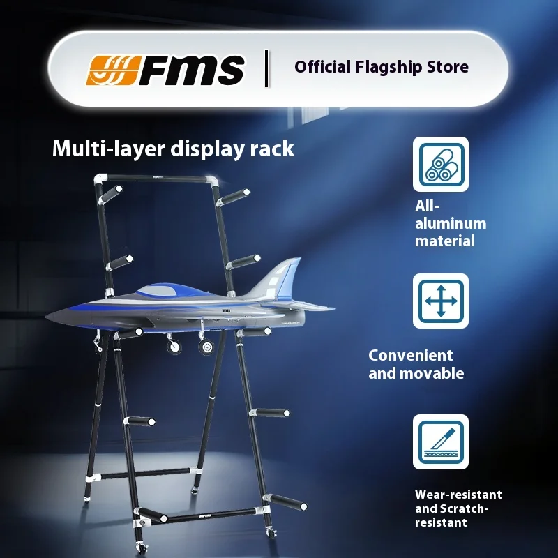 Fms Remote-Controlled Aircraft Model Display Rack Storage Rack With Foldable Wheels Load Bearing 50kg 1680*575*1000mm 5th Floor