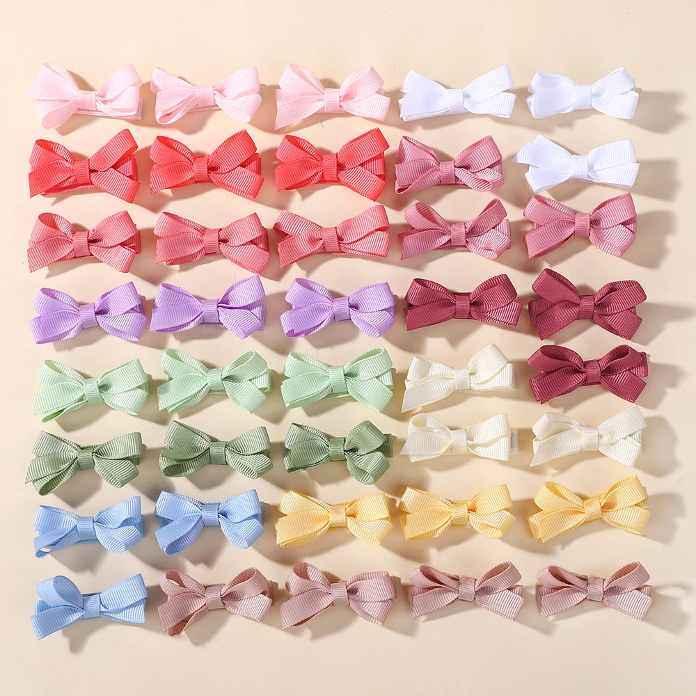 

60Pcs/set Baby Girl Hair Clips Random Color Mini Ribbon Hair Bows Clips for Children Candy Color Lovely Bangs Hairpin Hairgrips